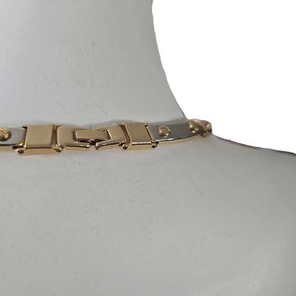 Necklace, mixed metal, collar size, 80's - Picture 4 of 4